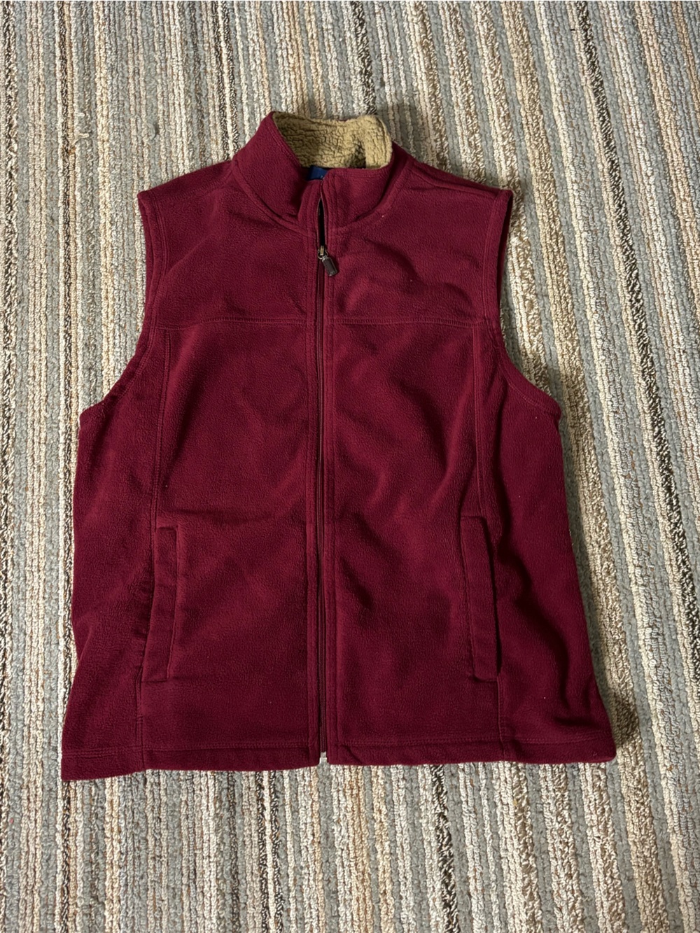 Basic Editions Men's Burgundy Full-Zip Fleece Vest